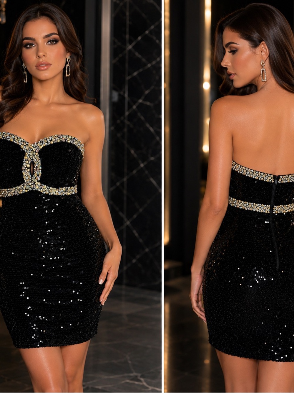 Night Moves Black Sequin Cocktail Dress – Size 4